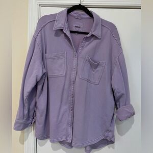 Aerie Button Up purple cozy fleece size small